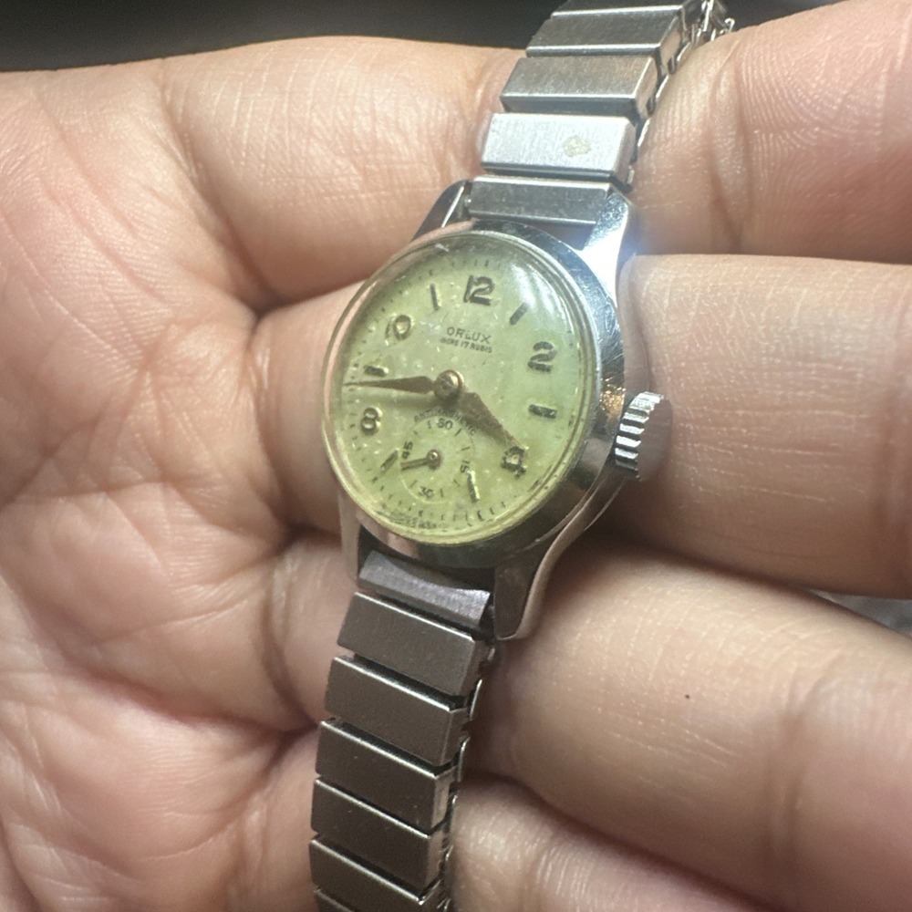Vintage Orlux 17 Rubis Women's watch Manual Wind 22mm Fir 6 mm -Ticks‎ But Stops